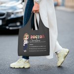 Personalizado Durable Enfermera Doctor Personaje de dibujos animados Bolsa grande con nombre Apreciación Regalo para el personal médico
