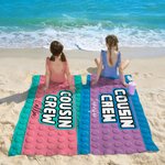 Personalized Pixel Style Cousin Crew Quick Dry Oversized Beach Towel with Name Summer Travel Essential Beach Party Gift for Family Kids