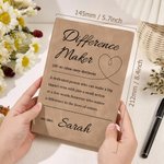 Personalized Difference Maker Definition A5 Leather Journal Notebook with 100 Lined Pages and Name Birthday Office Gift for Writers Colleagues Friends