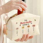 Neceser de maquillaje de piel personalizado con flor de nacimiento y nombre Regalo de viaje portátil para ella en el Día de la Madre