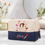 Personalisierte Mode Cartoon Figur Kosmetiktasche mit Namen Lippenabdruck Design Reise Urlaub Essentials Damen Geschenk zum Geburtstag