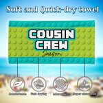 Personalized Pixel Style Cousin Crew Quick Dry Oversized Beach Towel with Name Summer Travel Essential Beach Party Gift for Family Kids