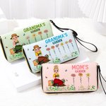 Personalisierte Mom's Garden Cartoon Charakter PU Leder Brieftasche mit 1-12 Namen und Armband Muttertag Wertschätzung Geschenk für Oma Mom