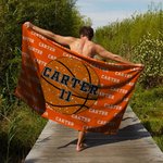 Personalized Basketball Volleyball Football Quick Dry Oversized Microfiber Beach Towel with Name and Number Travel Essential Holiday Gift for Kids