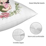 Personalisierte Mama und Kind Cartoon Charakter Throw Kissenbezug mit Geburt Blume und Name Muttertag Geburtstag Geschenk für Oma Mama