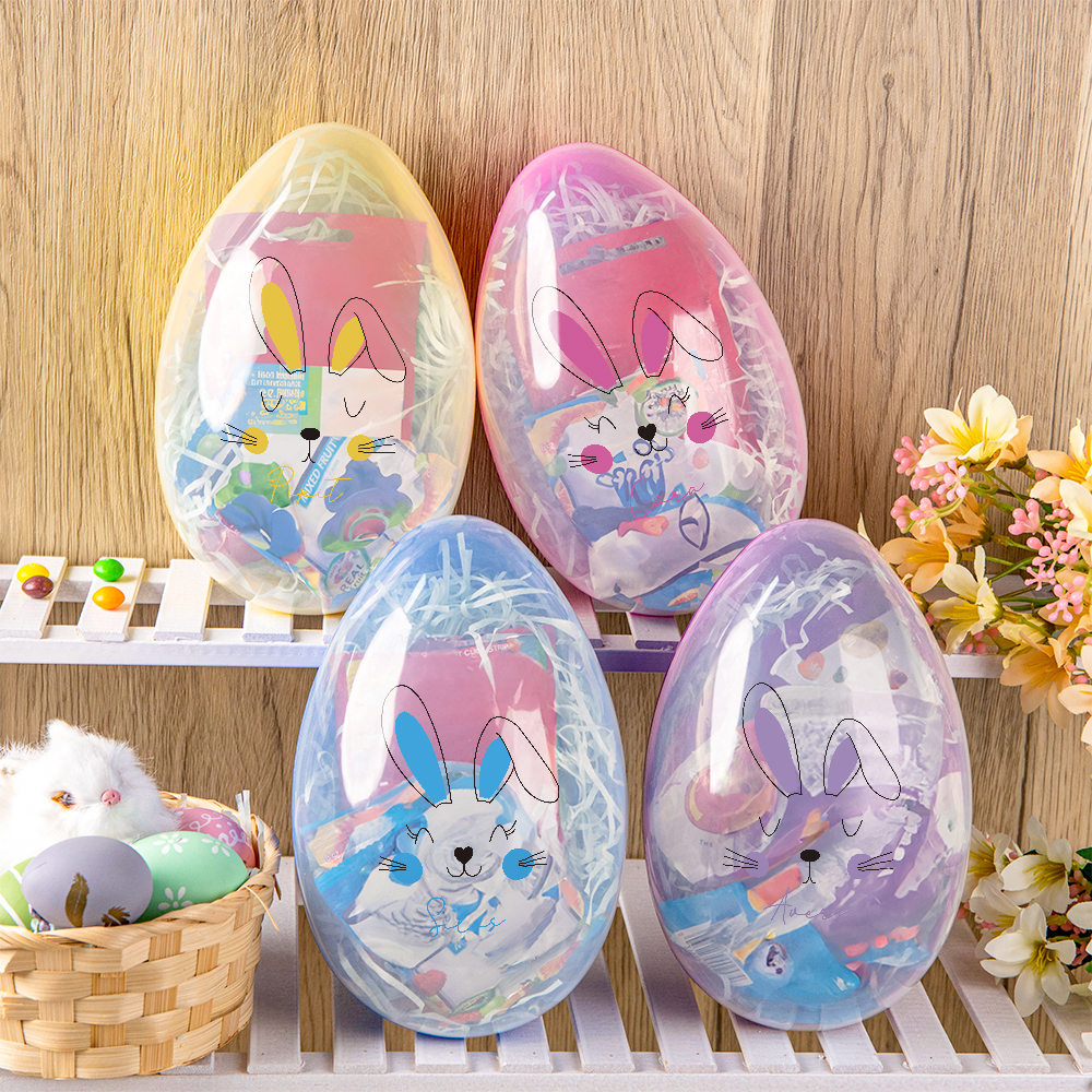 Personalisierte Cute Bunny Expression Fillable Jumbo Osterei mit Namen Urlaub Korb Stuffers Ostern Geburtstag Party Favors Geschenk für Kinder