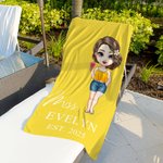 Personalizada Multicolor Sr. Sra. Personaje de dibujos animados de secado rápido de gran tamaño Toalla de playa con nombre Luna de miel Fiesta de boda Regalo para la novia Novio