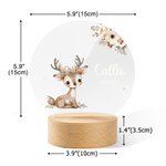 Personalizada Floral Oso Conejo Animal LED Luz de Noche con Nombre y Base de Madera Guardería Decoración del Hogar Baby Shower Regalo de Cumpleaños para Bebé Niño