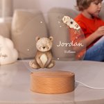 Personalizada Floral Oso Conejo Animal LED Luz de Noche con Nombre y Base de Madera Guardería Decoración del Hogar Baby Shower Regalo de Cumpleaños para Bebé Niño