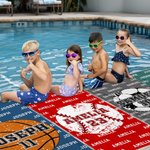Personalized Basketball Volleyball Football Quick Dry Oversized Microfiber Beach Towel with Name and Number Travel Essential Holiday Gift for Kids