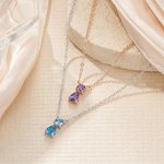 Personalised Dainty Teardrop Birthstone Necklace Charming Jewellery Birthday Anniversary Mother's Day Gift for Women