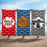 Personalized Basketball Volleyball Football Quick Dry Oversized Microfiber Beach Towel with Name and Number Travel Essential Holiday Gift for Kids