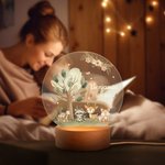 Personalised Cute Fox Deer Turtle Forest Animal LED Night Light with Name and Wooden Base Nursery Decor Birthday Baby Shower Gift for Kids