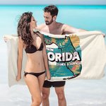 Toalla de playa de gran tamaño y secado rápido con texto Personalizada con diseño de mapa de estado Regalo de fiesta de vacaciones de verano para amantes de la natación en familia