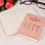 Personalized Birth Flower A5 A6 Leather Lined Journal Notebook with 1-12 Names and 100 Pages Paper Mother's Day Birthday Gift for Mom Grandma