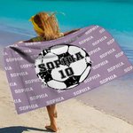 Personalized Basketball Volleyball Football Quick Dry Oversized Microfiber Beach Towel with Name and Number Travel Essential Holiday Gift for Kids
