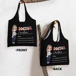 Personalizado Durable Enfermera Doctor Personaje de dibujos animados Bolsa grande con nombre Apreciación Regalo para el personal médico