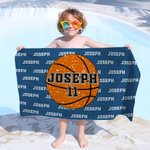 Personalized Basketball Volleyball Football Quick Dry Oversized Microfiber Beach Towel with Name and Number Travel Essential Holiday Gift for Kids