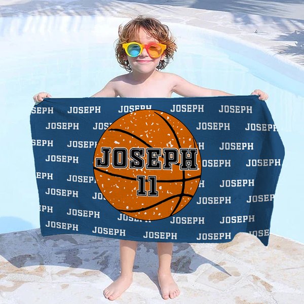 Personalisierte Basketball Volleyball Fußball schnell trocknende übergroße Mikrofaser Strandtuch mit Namen und Nummer Reise wesentliche Urlaub Geschenk für Kinder