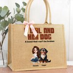 Personalisierte unzerbrechliche Bindung 3D Cartoon Design Jute Tasche mit Namen Tote Bag Reisezubehör Geburtstagsgeschenk für Hundehalter