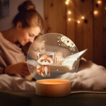 Personalizada Floral Oso Conejo Animal LED Luz de Noche con Nombre y Base de Madera Guardería Decoración del Hogar Baby Shower Regalo de Cumpleaños para Bebé Niño
