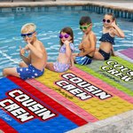 Personalized Pixel Style Cousin Crew Quick Dry Oversized Beach Towel with Name Summer Travel Essential Beach Party Gift for Family Kids