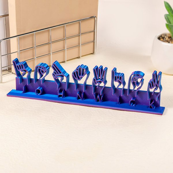 Personalized Multicolor American Sign Language 3D Printed Desk Name Plate Birthday Appreciation Gift for ASL Interpreter Teacher Deaf  People