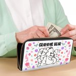 Personalizada Floral Mamá Osa Y 1-10 Bebé Osos Mujeres Cartera Billetera con Compartimentos Día de la Madre Cumpleaños Regalo para Mamá Abuela
