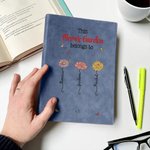 Personalized Birth Flower A5 A6 Leather Lined Journal Notebook with 1-12 Names and 100 Pages Paper Mother's Day Birthday Gift for Mom Grandma