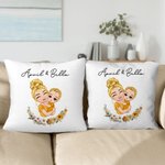 Personalisierte Mama und Kind Cartoon Charakter Throw Kissenbezug mit Geburt Blume und Name Muttertag Geburtstag Geschenk für Oma Mama