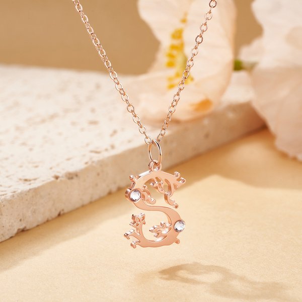 Personalisierte künstlerische Floral Initial Zirkon Halskette Zierlich Schmuck Geburtstag Muttertag Geschenk für Mama Schwestern Freunde