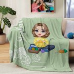 Personalized Cartoon Crochet Knitting Character Soft Throw Blanket with Name Mother's Day Birthday Gift for Mom Grandma Knitting Lovers