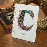 Personalisierte Aquarell Drachen Initial A5 Spiral Journal Notebook mit Text und 120 linierten Seiten Bürobedarf Geburtstag Geschenk für Drachenliebhaber