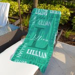 Personalisierte Multicolor schnell trocknend überdimensioniert Mikrofaser Wort Wolke Name Strand Handtuch Urlaub Reise wesentliche Geburtstagsgeschenk für Familie Freunde