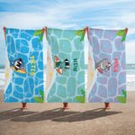 Gepersonaliseerde Schattige Surferwalvis Mariene Dieren Sneldrogende Strandlaken met Naam Strand Zwembad Feest Verjaardagscadeau voor Kinderen
