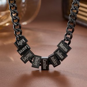 Personalized Minimalist 1-10 Nameplates Men Curb Chain Necklace with Engraved Names Father's Day Anniversary Birthday Gift for Dad Grandpa