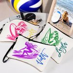 Personalized Multicolor Ocean Surfing Character Makeup Bag with Wrist Strap Travel Essentials Birthday Bridesmaid Gift for Surfing Lover