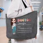 Personalized Cartoon Medical Character Large Reusable Tote Bag with Title and Nouns Nurse Week Appreciation Gift for Nurse Doctor Medical Staff