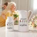 Personalisierte Liebe wächst hier Geburt Blumengarten Keramik Blumenvase mit Titel und 1-12 Namen Geburtstag Muttertag Geschenk für Mama Oma