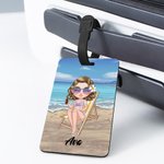 Personalized Sky Blue Sunset Cartoon Character Luggage Tag with Name Travel Accessories Birthday Gift for Family Friends