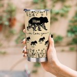 Personalisierte niedliche Mama Bär 20 oz Becher mit 1-12 Kind Bär Namen und Stroh Muttertag Geburtstag Geschenk für Mama Oma