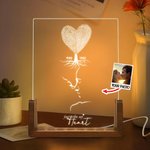 Personalised Fingerprint Tree My Sketch Photo LED Night Light with Years and Wooden Base Home Decor Valentine Mother's Day Anniversary Gift for Couple