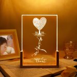 Personalised Fingerprint Tree My Sketch Photo LED Night Light with Years and Wooden Base Home Decor Valentine Mother's Day Anniversary Gift for Couple