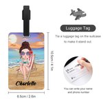 Personalized Sky Blue Sunset Cartoon Character Luggage Tag with Name Travel Accessories Birthday Gift for Family Friends