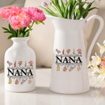 Personalisierte 1-12 Geburt Blumen Keramik Blumenvase mit Titel und Text Geburtstag Muttertag Housewarming Geschenk für Mama Oma Familie