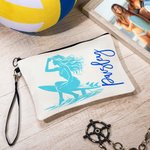 Personalized Multicolor Ocean Surfing Character Makeup Bag with Wrist Strap Travel Essentials Birthday Bridesmaid Gift for Surfing Lover