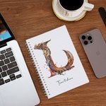 Personalisierte Aquarell Drachen Initial A5 Spiral Journal Notebook mit Text und 120 linierten Seiten Bürobedarf Geburtstag Geschenk für Drachenliebhaber