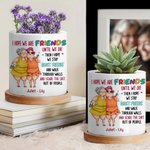 Maceta de cerámica con nombre y base de bambú Personalizada I Hope We Are Friends Funny Cartoon Succulent Pot Birthday Gift for Bestie Sister