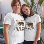 Personalized Floral Cute Bear Paw Print T-shirt Sweatshirt with Title and 1-12 Names Mother's Day Birthday Gift for Mom Grandma Family