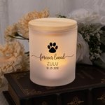 Personalisierte Haustier Fußabdrücke für immer geliebt LED Kerze Jar mit Namen und Datum Memorial Kondolenz Sympathie Haustier Verlust Geschenk für Tierbesitzer